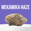 Mekamika Haze cannabis buds with bright orange hairs and light green crystals