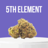 5th Element cannabis buds with dark green tones and thick crystal coating