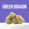 Green Dragon cannabis buds with forest green color and thick trichomes