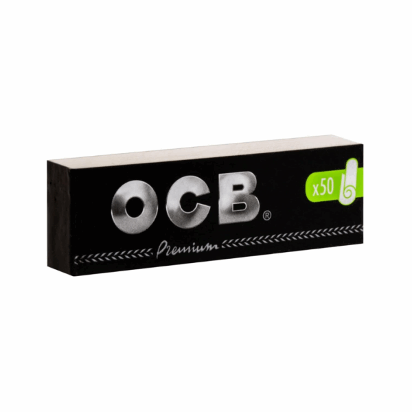 OCB Black Premium Filter-Tips Booklet with 50 unbleached rolling tips